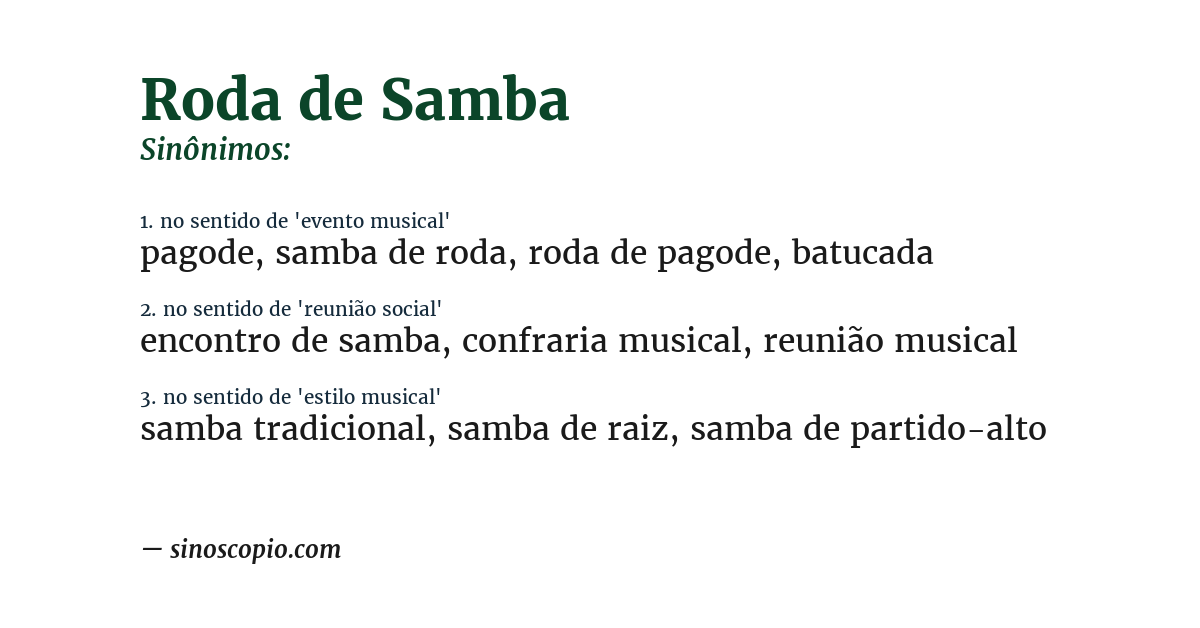 Sinônimo de roda de samba