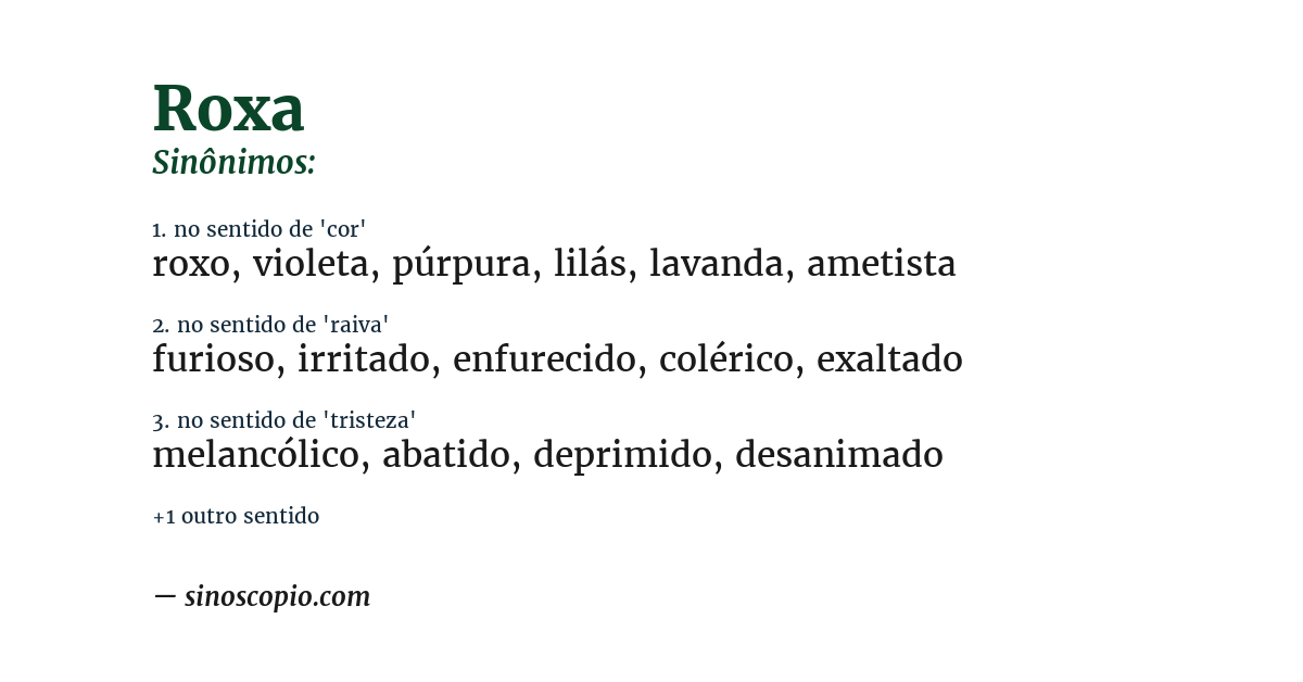 Sinônimo de roxa