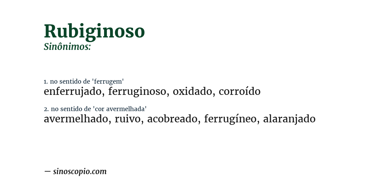 Sinônimo de rubiginoso