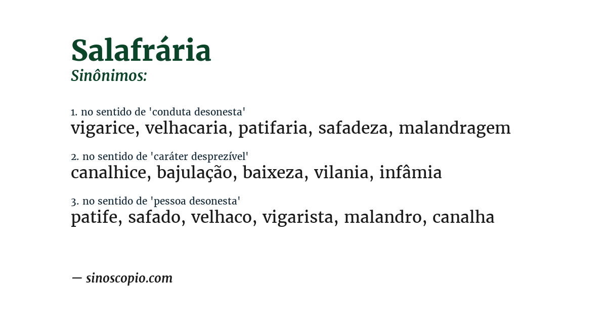 Sinônimo de salafrária