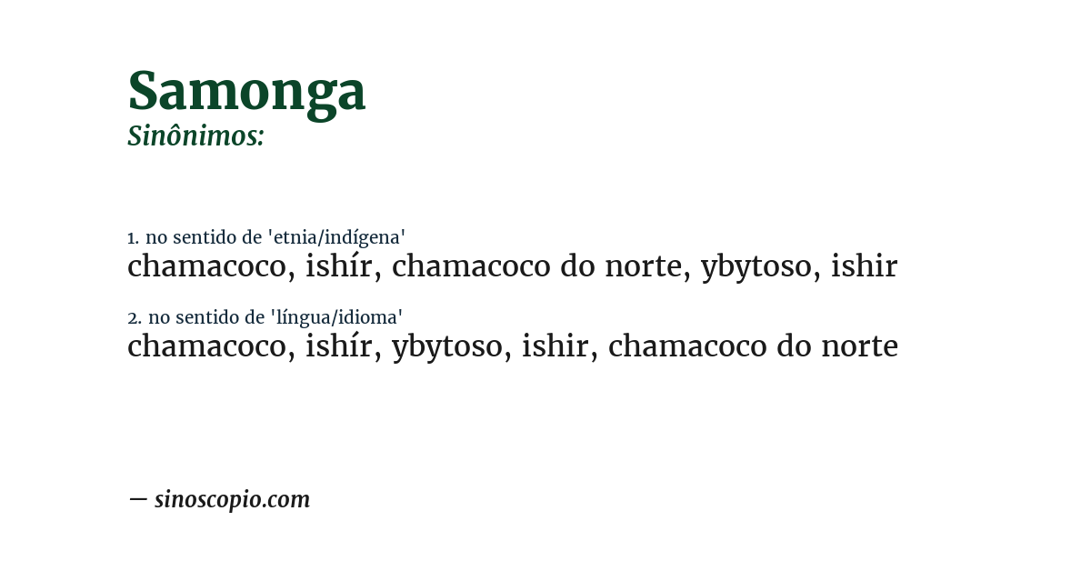 Sinônimo de samonga