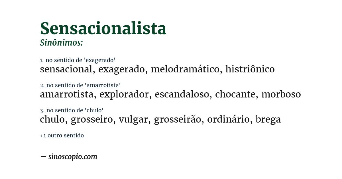 Sinônimo de sensacionalista