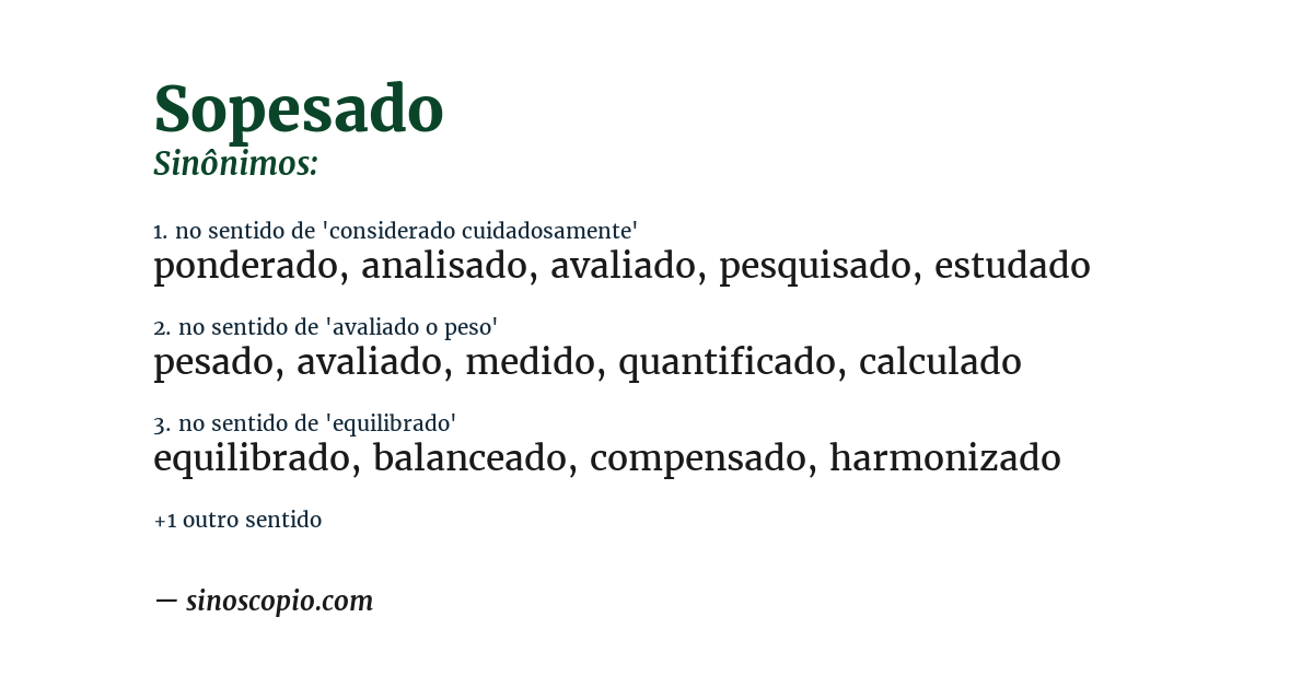 Sinônimo de sopesado