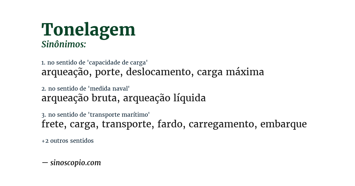 Sinônimo de tonelagem