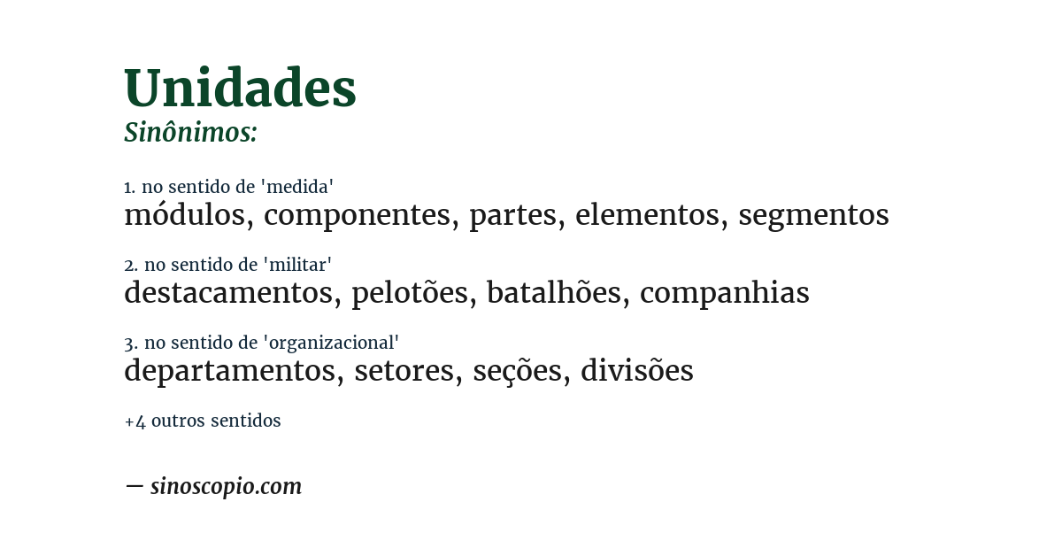Sinônimo de unidades