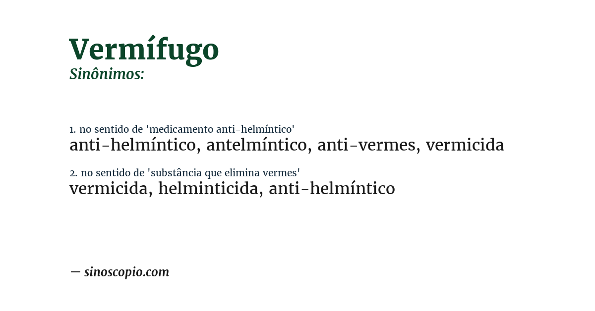 Sinônimo de vermífugo