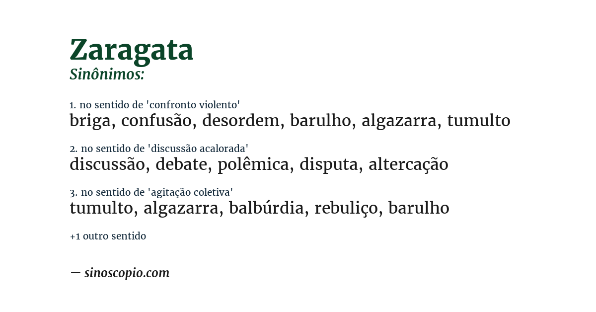 Sinônimo de zaragata