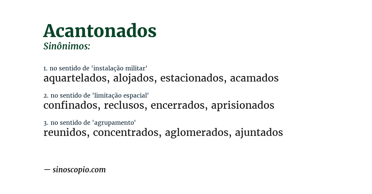 Sinônimo de acantonados