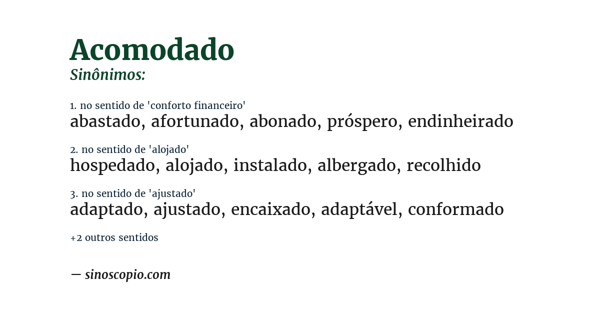 Sinônimo de acomodado