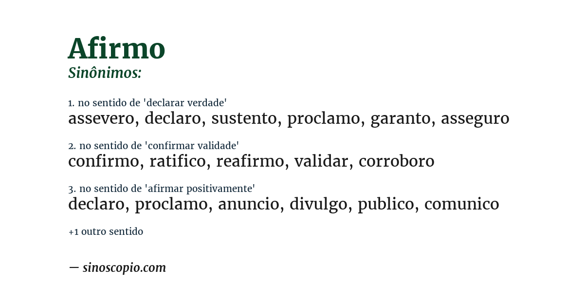 Sinônimo de afirmo