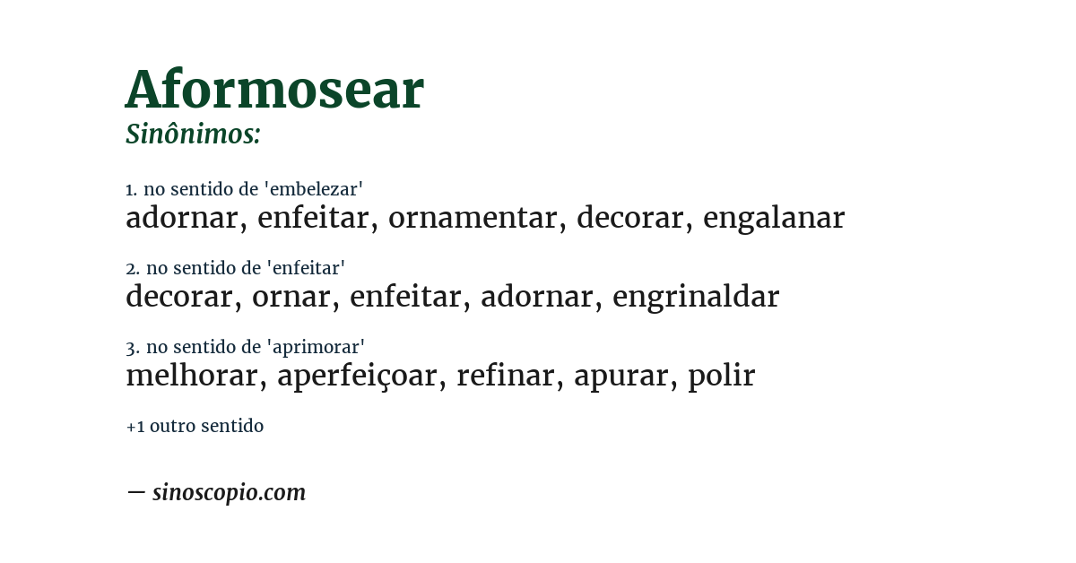 Sinônimo de aformosear