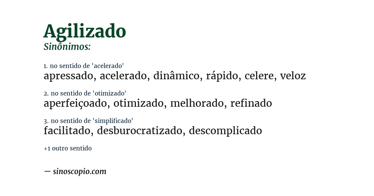 Sinônimo de agilizado