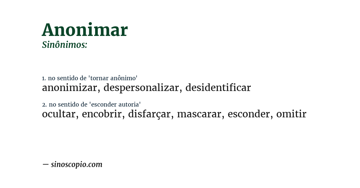 Sinônimo de anonimar