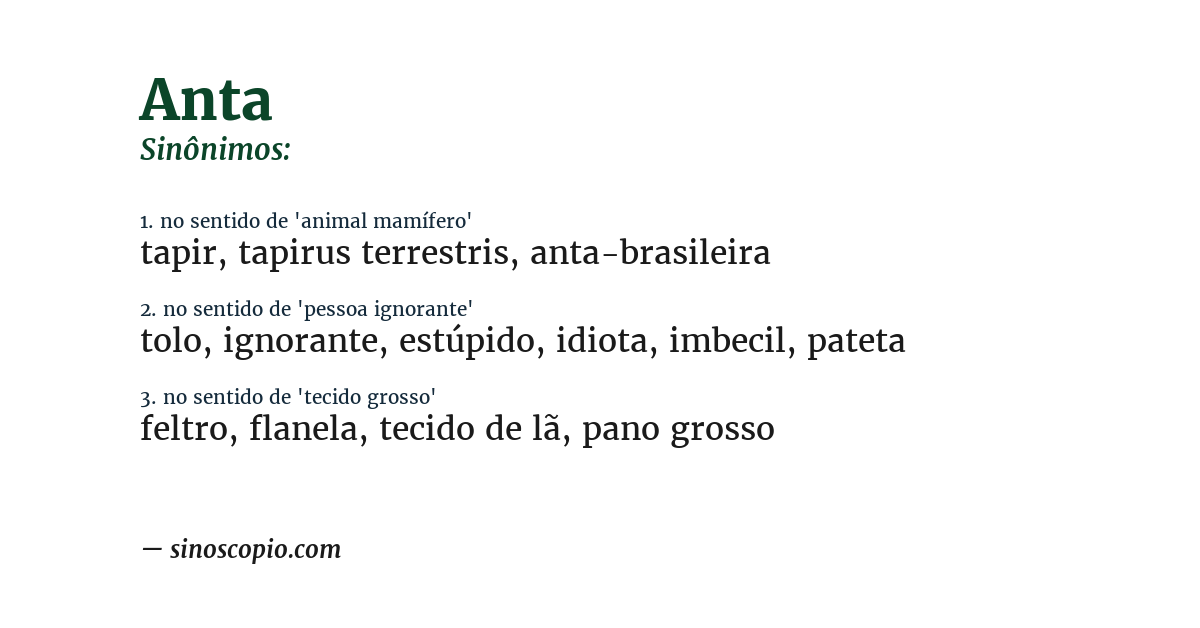 Sinônimo de anta