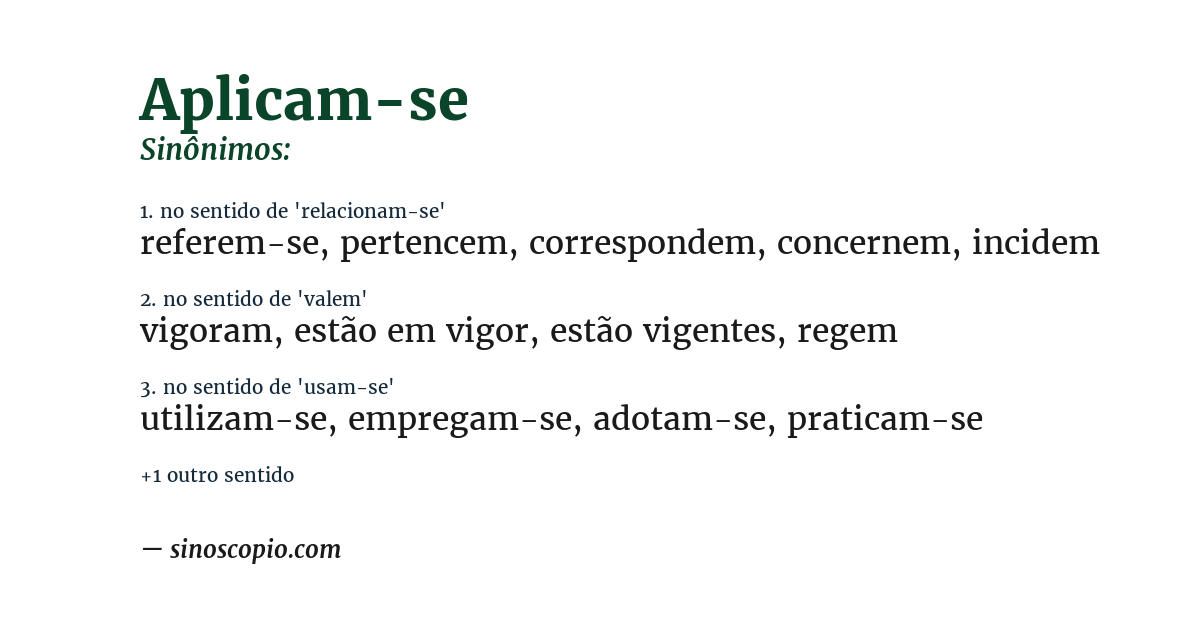 Sinônimo de aplicam-se