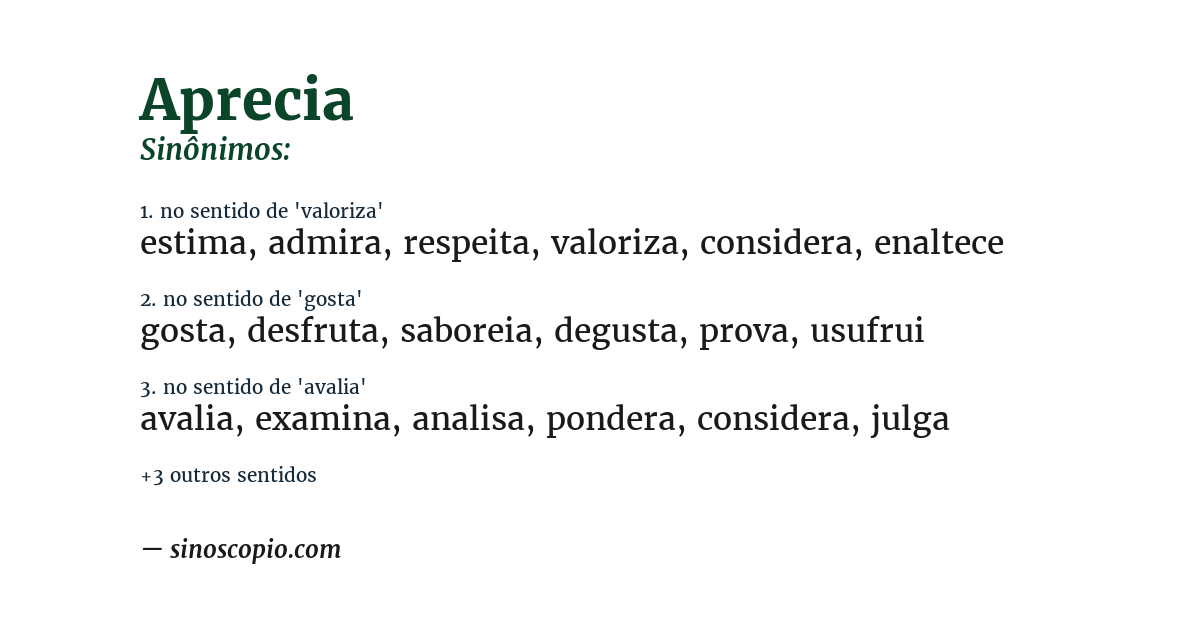 Sinônimo de aprecia