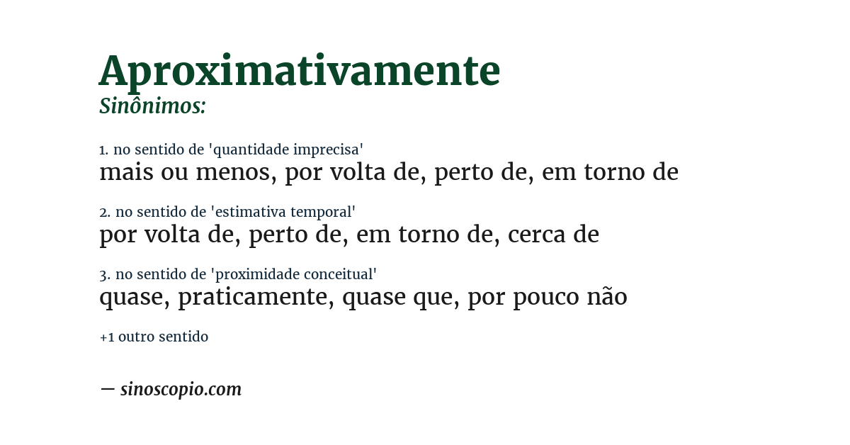 Sinônimo de aproximativamente