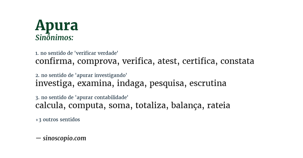 Sinônimo de apura