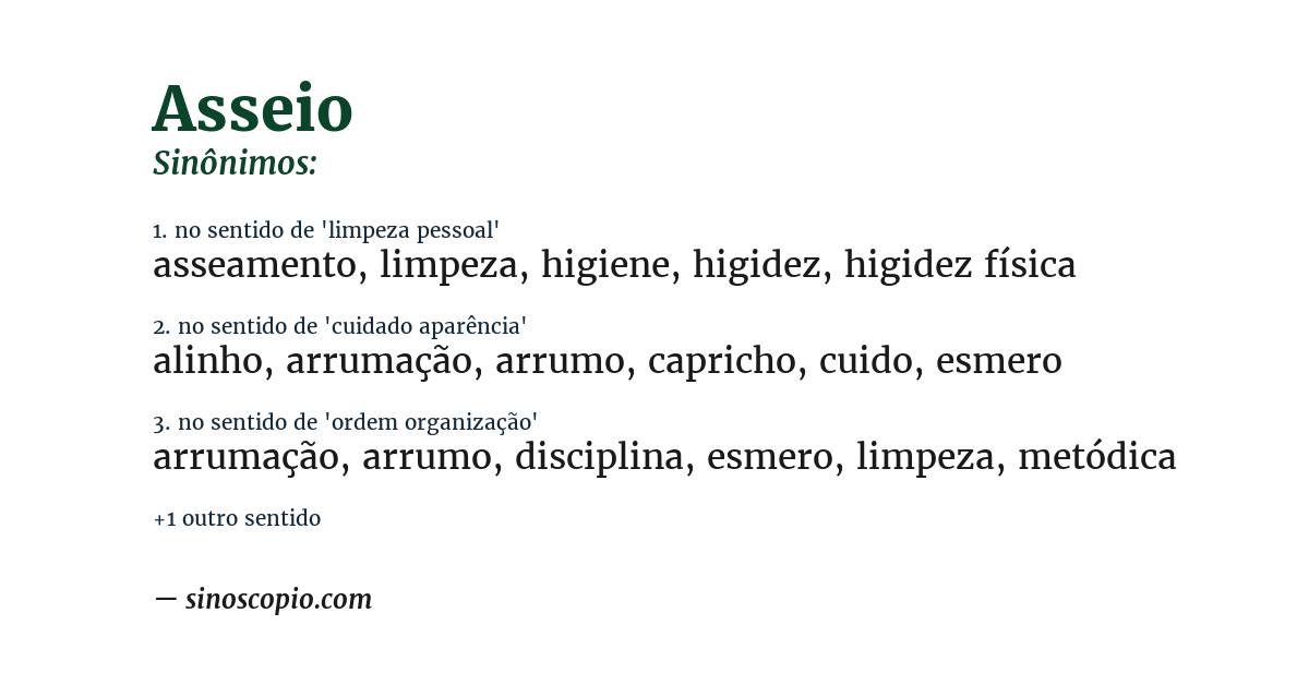Sinônimo de asseio