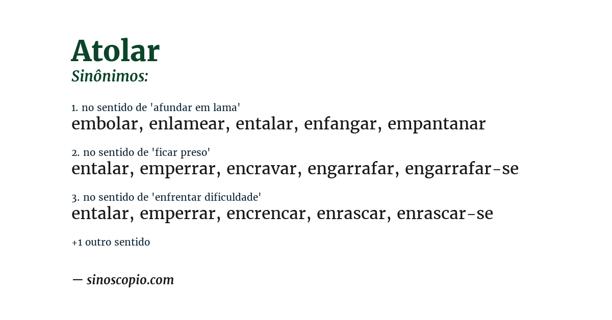 Sinônimo de atolar