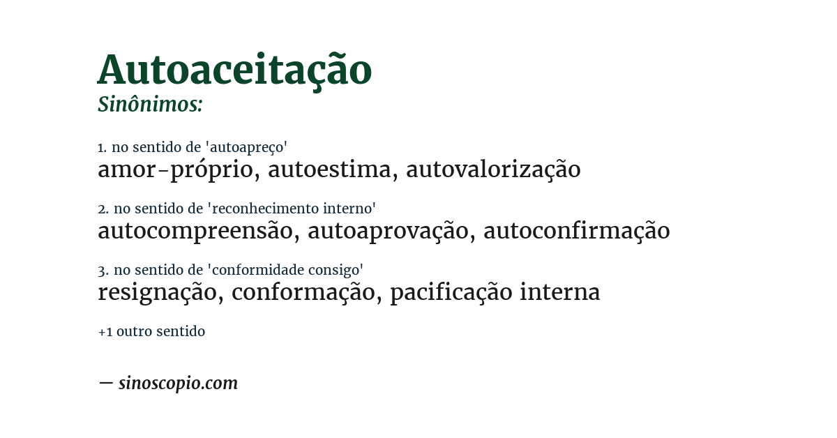 Sinônimo de autoaceitação