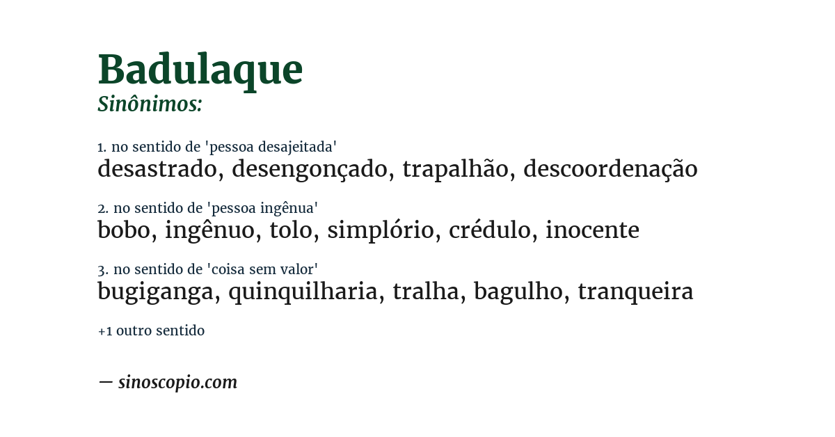 Sinônimo de badulaque