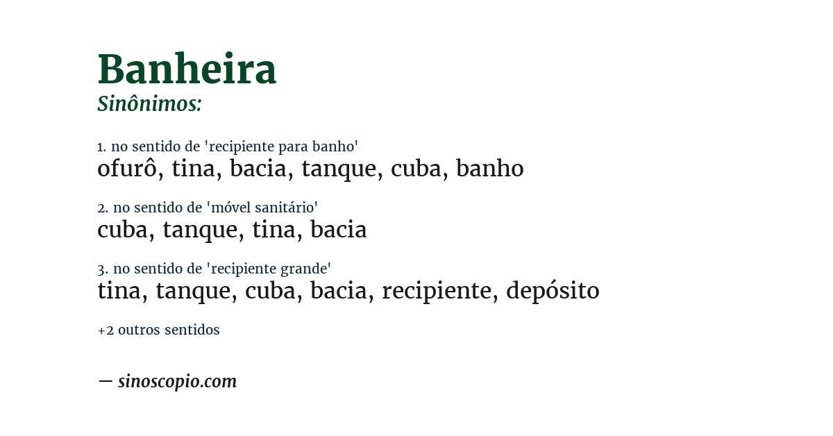 Sinônimo de banheira