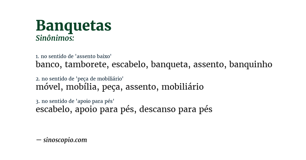 Sinônimo de banquetas