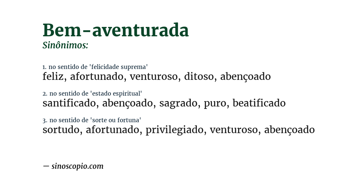 Sinônimo de bem-aventurada