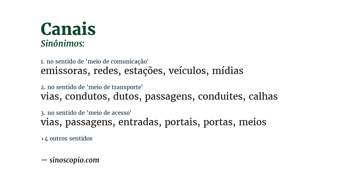 Sinônimo de canais