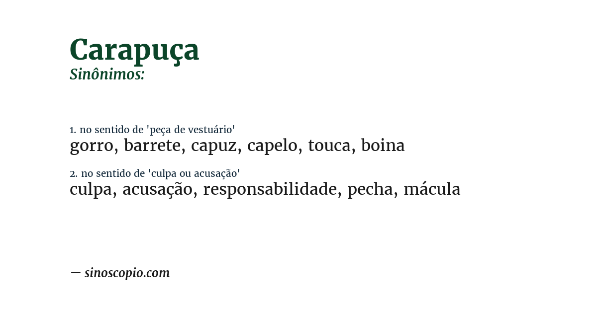 Sinônimo de carapuça
