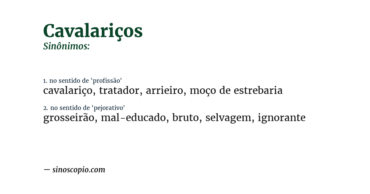 Sinônimo de cavalariços