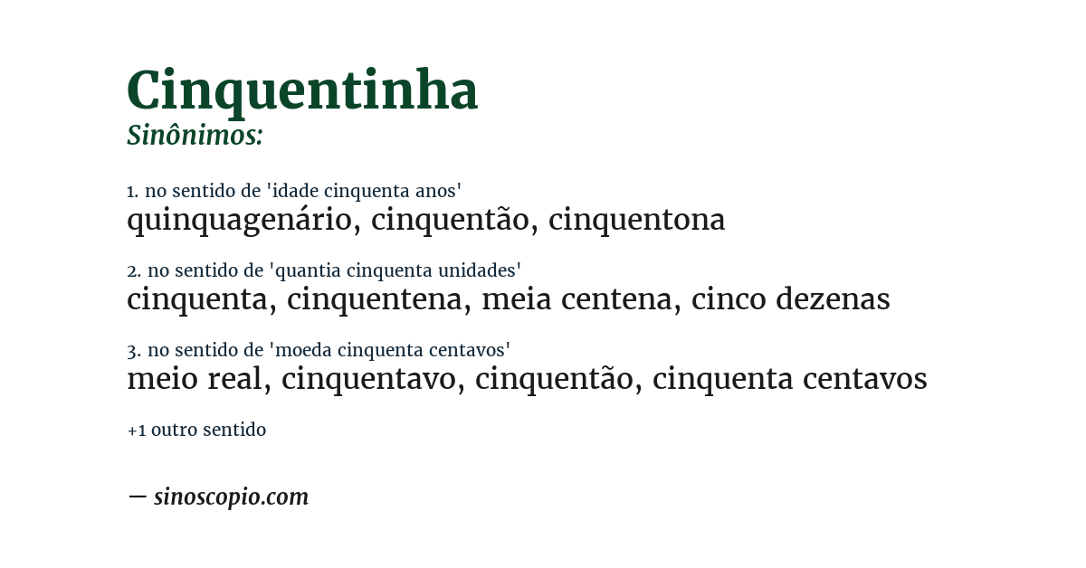Sinônimo de cinquentinha