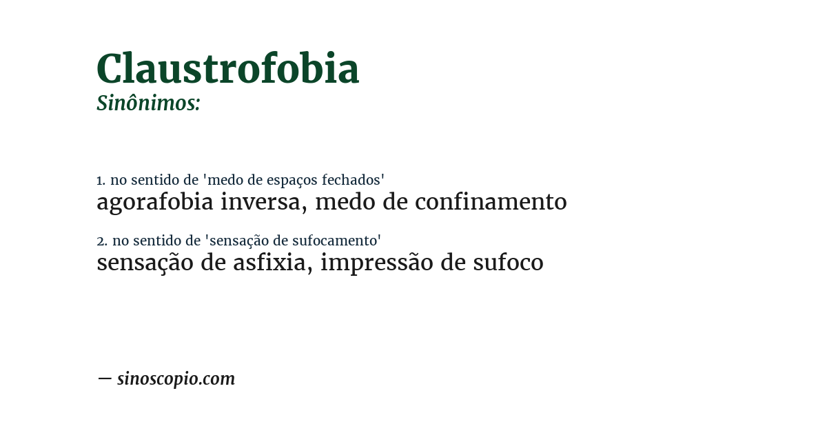 Sinônimo de claustrofobia
