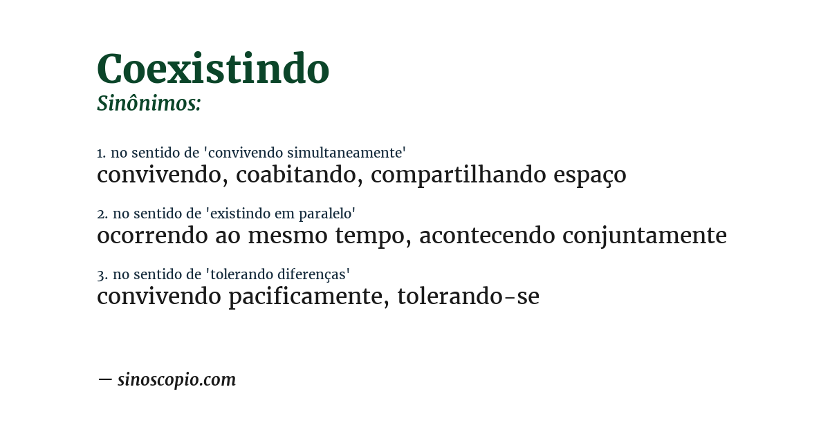Sinônimo de coexistindo