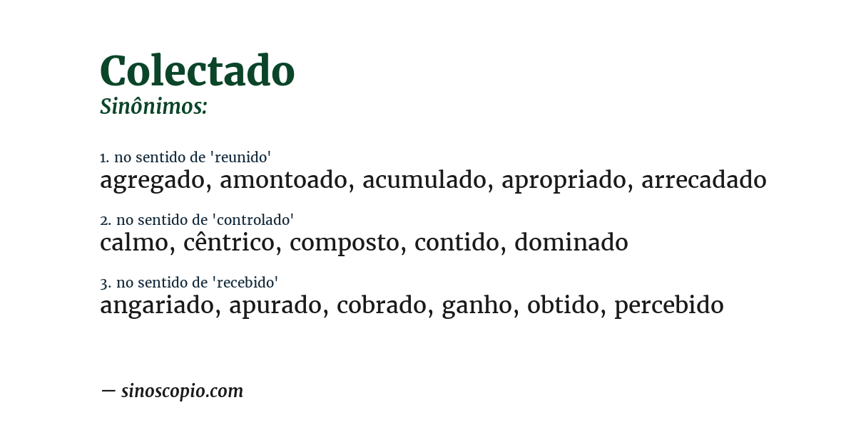 Sinônimo de colectado