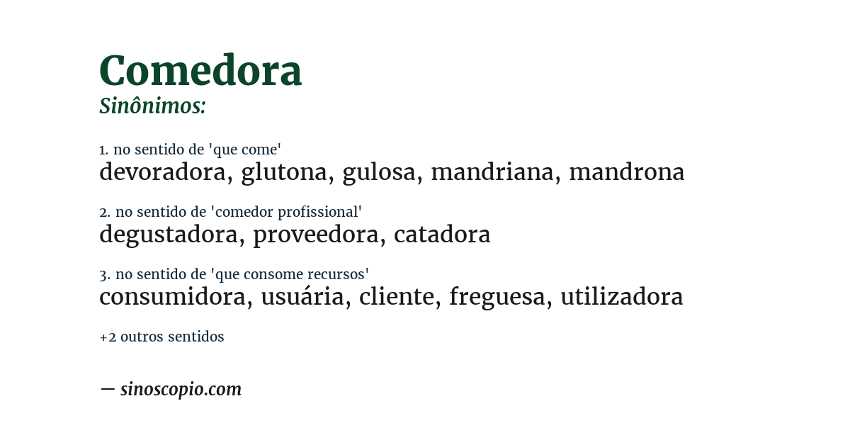 Sinônimo de comedora