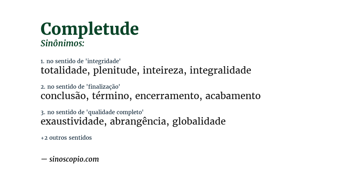 Sinônimo de completude