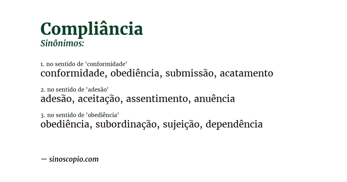 Sinônimo de compliância
