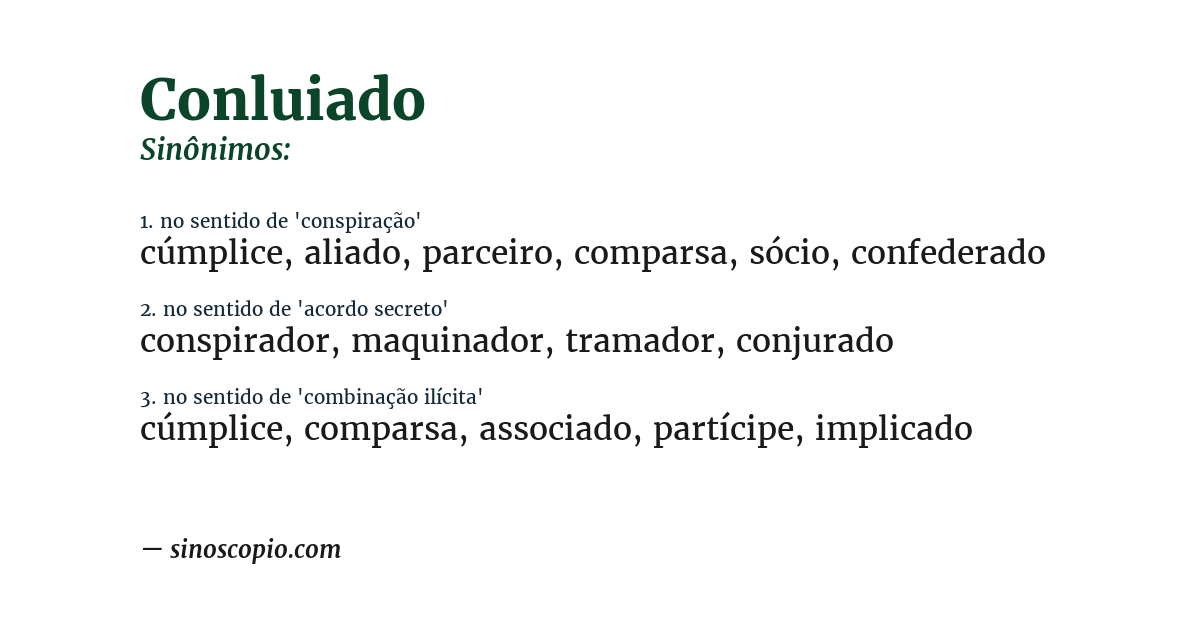Sinônimo de conluiado
