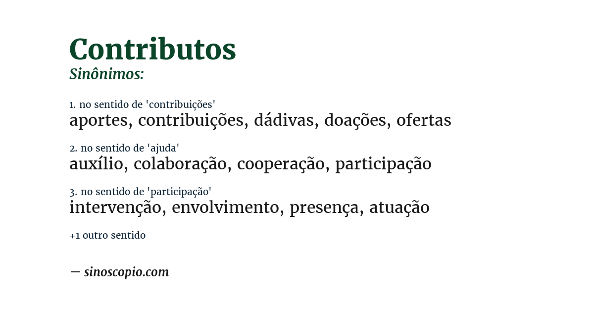 Sinônimo de contributos