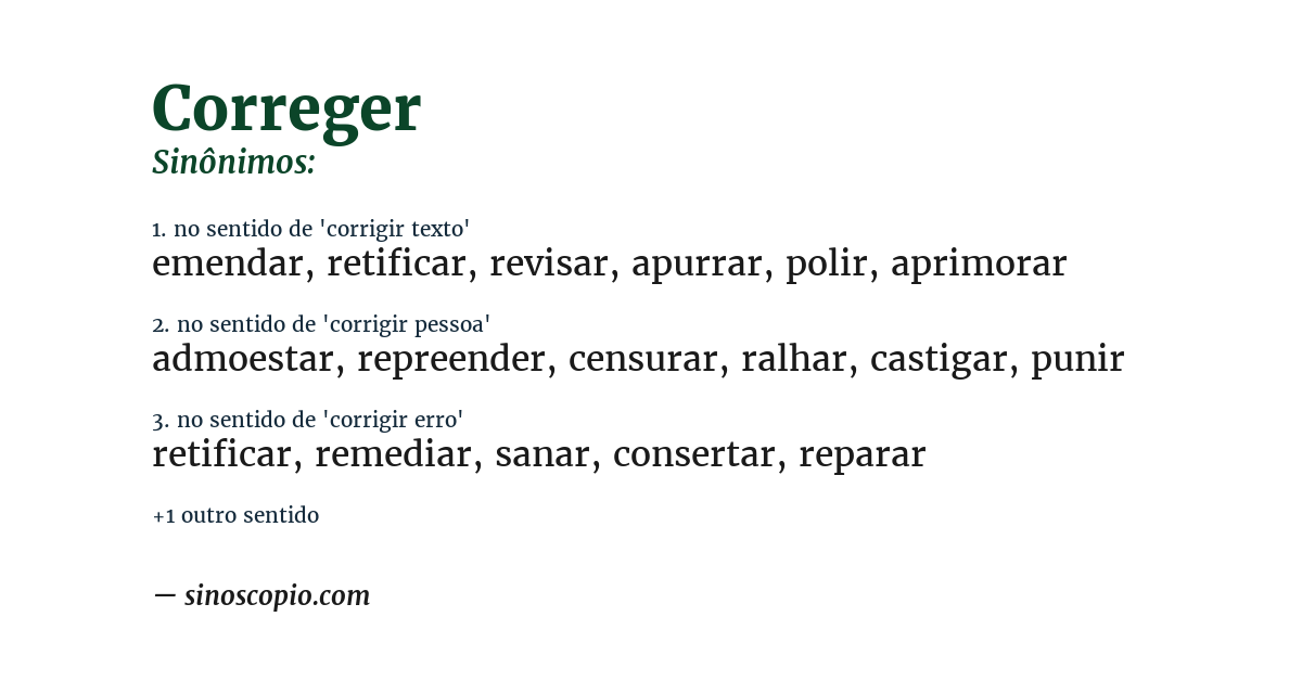 Sinônimo de correger