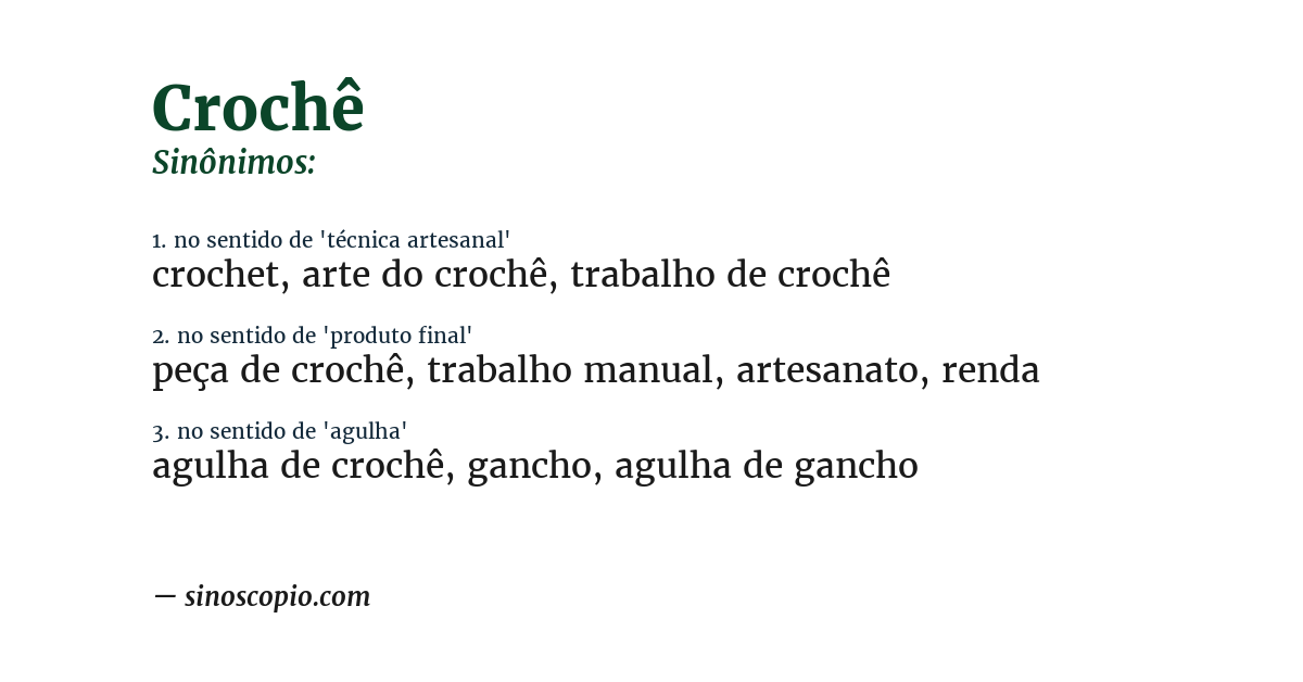 Sinônimo de crochê