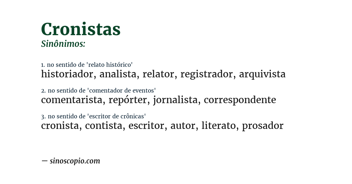 Sinônimo de cronistas