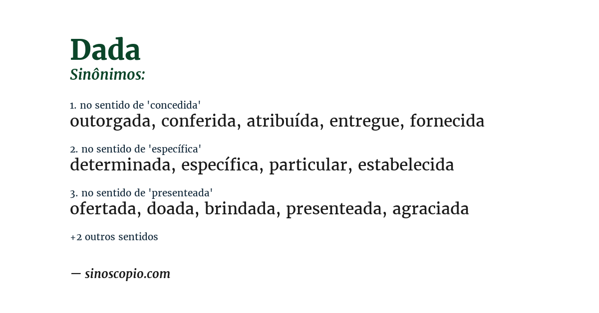 Sinônimo de dada