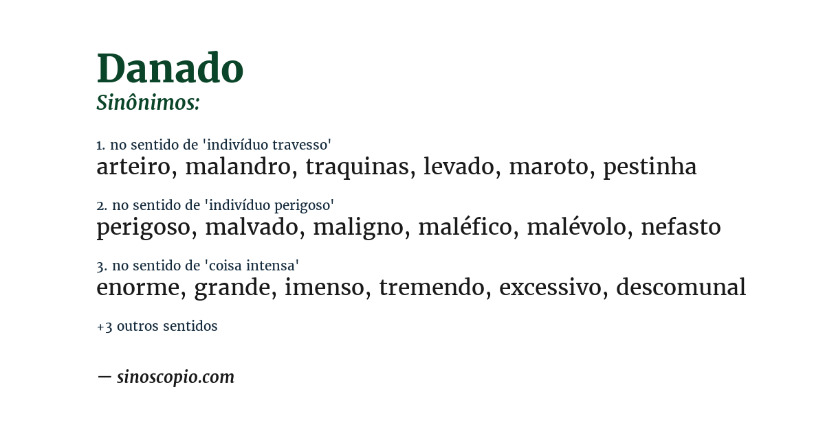 Sinônimo de danado