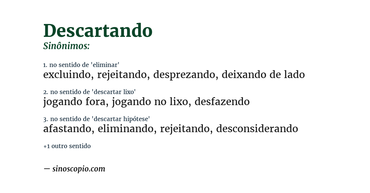 Sinônimo de descartando