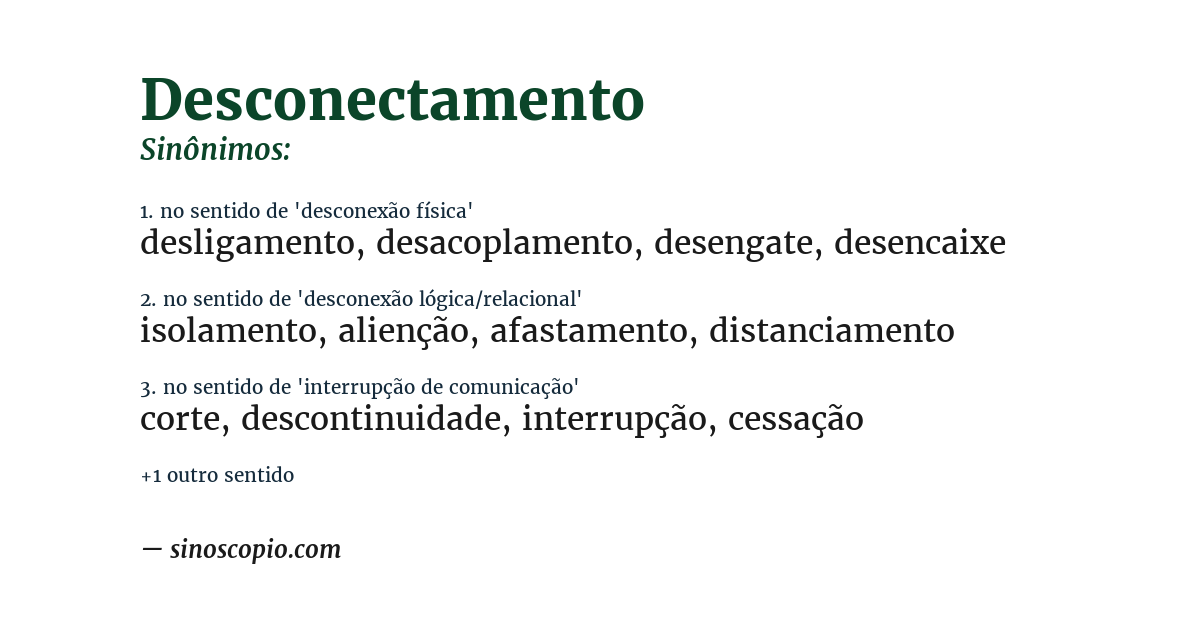 Sinônimo de desconectamento