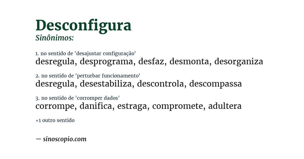 Sinônimo de desconfigura