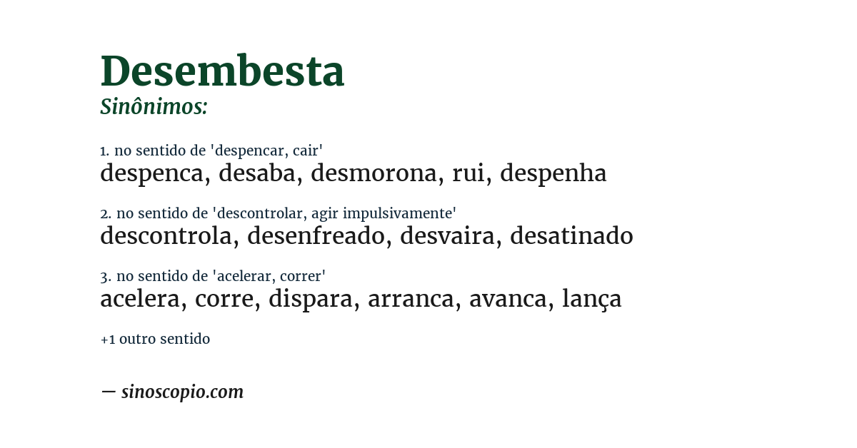 Sinônimo de desembesta